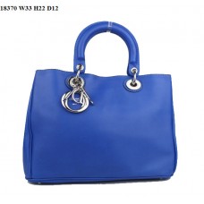 Dior Diorissimo Medium Tasche, Saphirblaues Nappaleder (silberne Beschläge) 18370 Dior Diorissimo Medium Tasche, Saphirblaues Nappaleder (silberne Beschläge) 18370