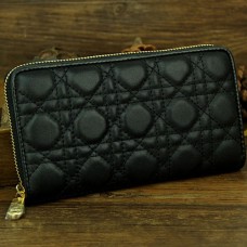 Lady Dior Escapade Geldbörse aus Lammleder, D0082 Schwarz
