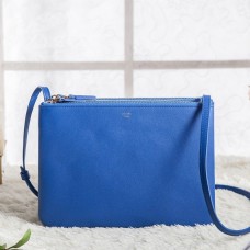 Celine Große Trio Umhängetasche aus blauem Kalbsleder Celine Große Trio Umhängetasche aus blauem Kalbsleder