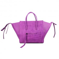 Celine Boston Taschen aus lila Krokoleder