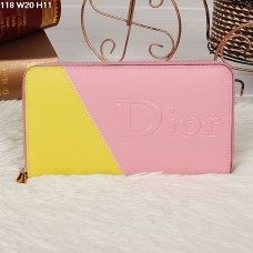 Christian Dior Mehrfarbige Geldbörse mit Reißverschluss in Rosa/Gelb 118