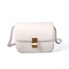 Celine Classic Box Calfskin Flap Bag Weiß