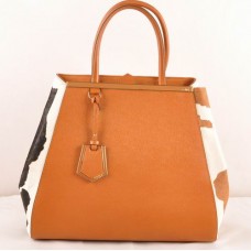 Fendi 2jours Earth Yellow Cross Veins mit schwarzem/erdgelbem Rosshaarleder, große Tasche