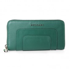 Bvlgari Serpenti Original Ledergeldbörse mit Reißverschluss, Grün 201301 Bvlgari Serpenti Original Ledergeldbörse mit Reißverschluss, Grün 201301