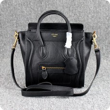 Celine Kleine Gepäcktasche aus schwarzem Leder