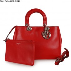 Dior Diorissimo Jumbo Tasche, rotes Nappaleder (silberne Beschläge) 8002 Dior Diorissimo Jumbo Tasche, rotes Nappaleder (silberne Beschläge) 8002
