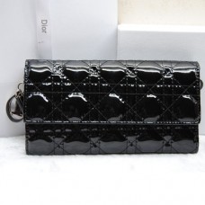Dior CD086 Geldbörse Schwarz aus Lackleder Dior CD086 Geldbörse Schwarz aus Lackleder