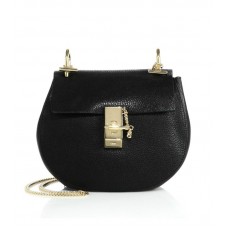 Chloe Drew Kleine Schultertasche aus Leder, Schwarz