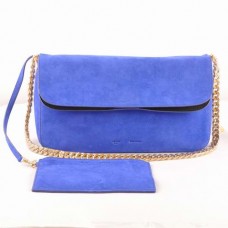 Celine Gourmette Schultertasche aus Wildleder, Blau, Modell 3078 Celine Gourmette Schultertasche aus Wildleder, Blau, Modell 3078