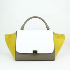 Celine Large Trapeze Weiß Khaki Gelb Wildleder Celine Large Trapeze Weiß Khaki Gelb Wildleder