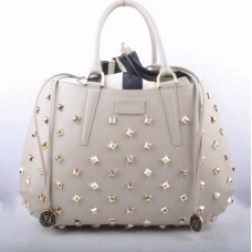 Fendi B Fab Große Henkeltasche aus weißem Leder mit goldenen Schmucksteinen Fendi B Fab Große Henkeltasche aus weißem Leder mit goldenen Schmucksteinen