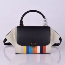 Celine Kleine Trapez-Canvas-Tasche mit schwarzem Regenbogenstreifen