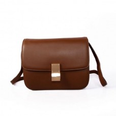 Celine Classic Box Calfskin Flap Bag Dunkelbraun