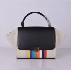 Celine Große Trapez-Canvas-Tasche mit schwarzem Regenbogenstreifen Celine Große Trapez-Canvas-Tasche mit schwarzem Regenbogenstreifen