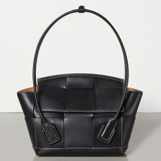 Bottega Veneta Arco 33 Intrecciato-Tasche aus schwarzem Kalbsleder