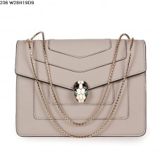 Bvlgari Serpenti GM Tasche aus grauem Kalbsleder