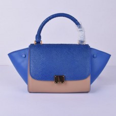 Celine Kleine Trapeze Tasche in Blau-Schlangenoptik, Khaki Celine Kleine Trapeze Tasche in Blau-Schlangenoptik, Khaki