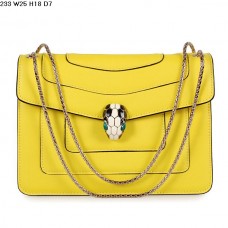 Bvlgari Serpenti GM Tasche aus gelbem Kalbsleder