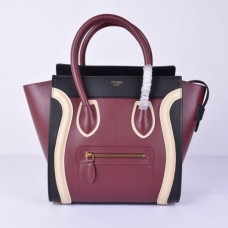 Celine Medium Luggage Tote, Schwarz, Weinrot, Weiß