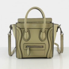Celine Kleine Gepäcktasche Beige Graue Ledertasche