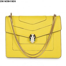 Bvlgari Serpenti GM Tasche aus gelbem Kalbsleder