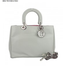 Dior Diorissimo Kleine Tasche, graues Nappaleder (silberne Beschläge) 8001 Dior Diorissimo Kleine Tasche, graues Nappaleder (silberne Beschläge) 8001