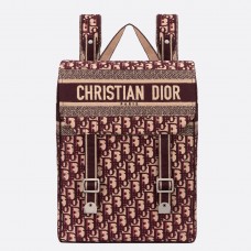 Dior Rucksack aus burgunderrotem, schräg besticktem Canvas