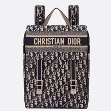 Dior Rucksack aus blauem, schräg besticktem Canvas