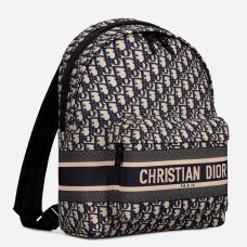 Dior Diortravel Rucksack aus blauem, schräg geschnittenem technischem Canvas
