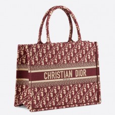 Dior Kleine Buchtasche aus bordeauxfarbenem, schrägem Canvas