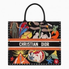 Dior Book Tote in Multicolor Earth Element, handbemalt