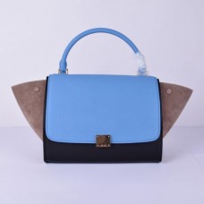 Celine Große Trapeze Tasche aus blauem, schwarzem und khakifarbenem Wildleder Celine Große Trapeze Tasche aus blauem, schwarzem und khakifarbenem Wildleder