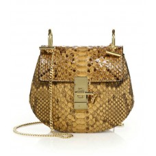 Chloe Drew Mini Python Crossbody Bag Honig
