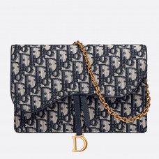 Dior Blue Oblique Saddle Chain Clutch Dior Blue Oblique Saddle Chain Clutch