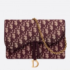Dior Bordeaux Oblique Sattelketten-Clutch Dior Bordeaux Oblique Sattelketten-Clutch