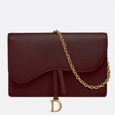 Dior Bordeaux Leder-Sattelketten-Clutch Dior Bordeaux Leder-Sattelketten-Clutch