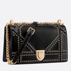 Dior Diorama Tasche aus schwarzem Lammleder mit Ösen Dior Diorama Tasche aus schwarzem Lammleder mit Ösen
