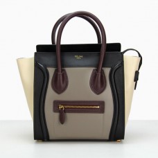 Celine Medium Luggage Tote Grau Schwarz Weiß Wein