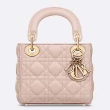 Dior Mini Lady Dior Tasche aus puderfarbenem Lammleder mit Kette Dior Mini Lady Dior Tasche aus puderfarbenem Lammleder mit Kette