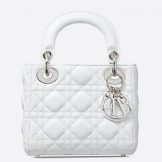 Dior Lady Dior Mini Chain Bag aus weißem Lammleder