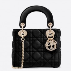 Dior Mini Lady Dior Tasche aus schwarzem Samt mit Kette