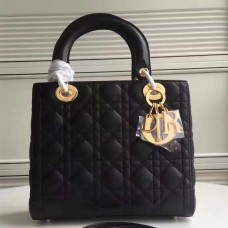 Dior Lady Dior Tasche (mittelgroß) aus schwarzem Lammleder