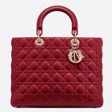 Große Lady Dior Tasche von Dior aus rotem Cannage-Lammleder Große Lady Dior Tasche von Dior aus rotem Cannage-Lammleder