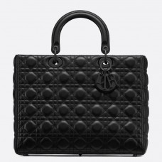 Dior Große Lady Dior Ultra-Matte So Black Tasche