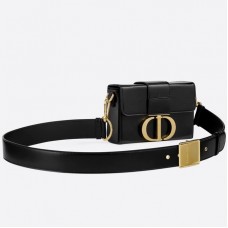 Dior 30 Montaigne Box Bag aus schwarzem Lammleder