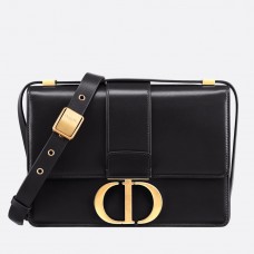 Dior 30 Montaigne Schultertasche aus schwarzem Kalbsleder