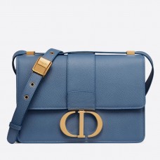 Dior 30 Montaigne Tasche aus genarbtem Kalbsleder in Denimblau