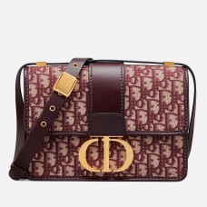 Dior 30 Montaigne Tasche aus burgunderrotem, schrägem Jacquard-Canvas