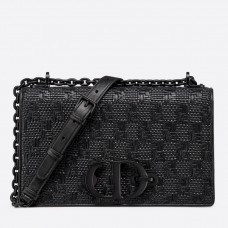 Dior 30 Montaigne Kettentasche aus schwarzem geflochtenem Lammleder