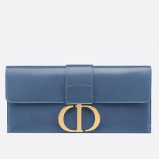 Dior 30 Montaigne Clutch-Tasche aus jeansblauem Kalbsleder